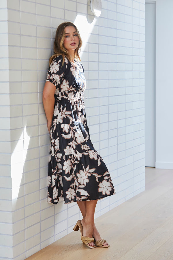 Jump FLOWER TRIO Dress in Black Latte
