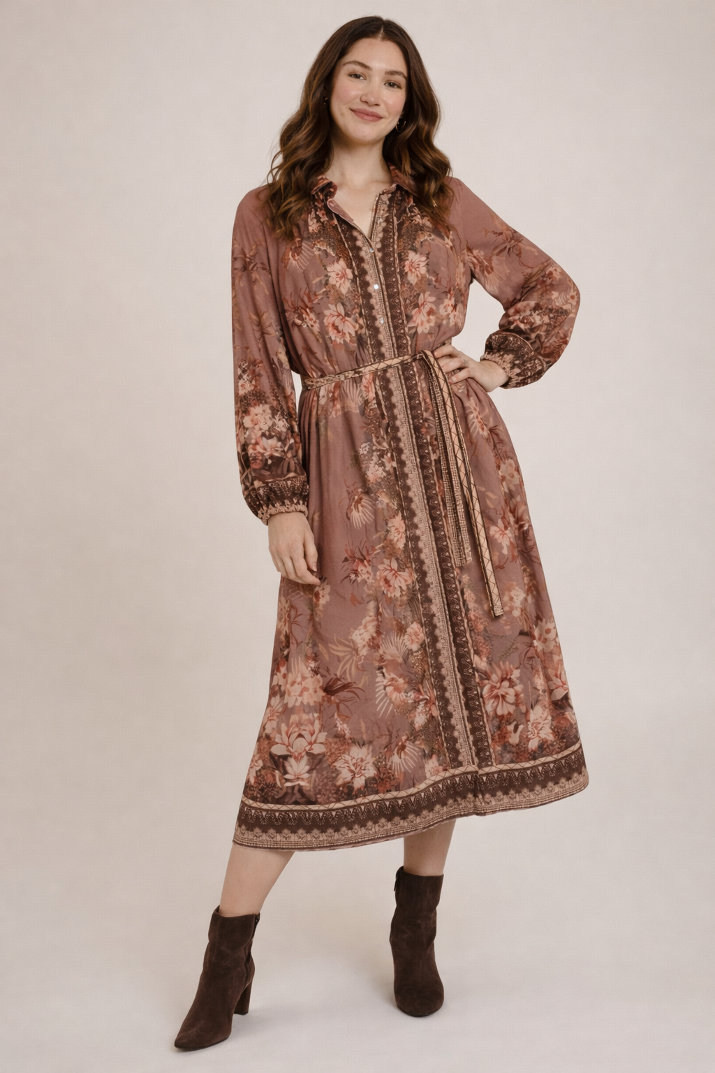Fate + Becker Nina Shirt Dress in Dark Scarf Print
