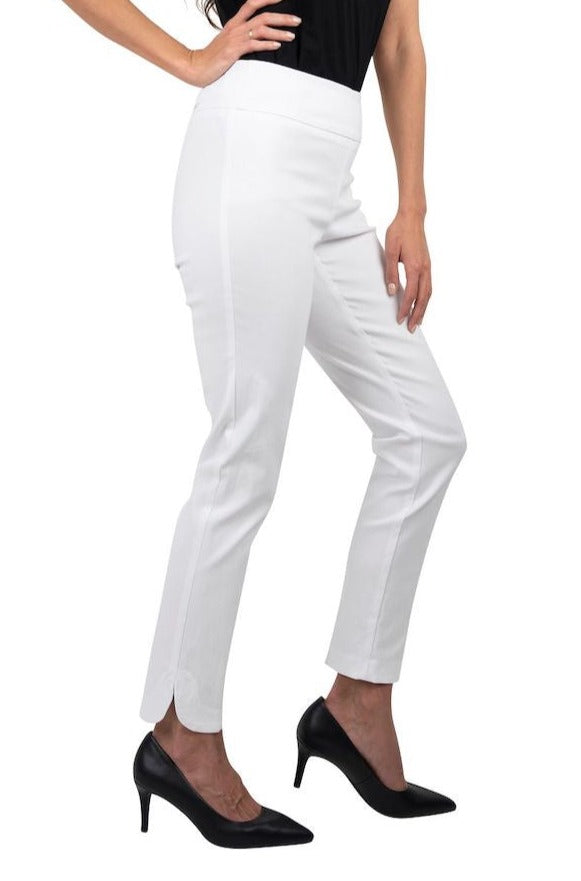 UP! Basic 28 Inch Petal Slit Pant in White 65027UP