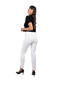 UP! Basic 28 Inch Petal Slit Pant in White 65027UP