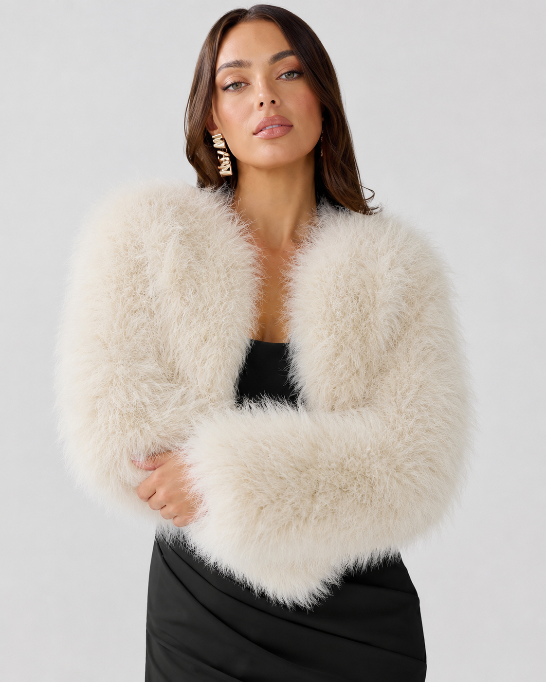 365 Days Feather Bolero in Chalk