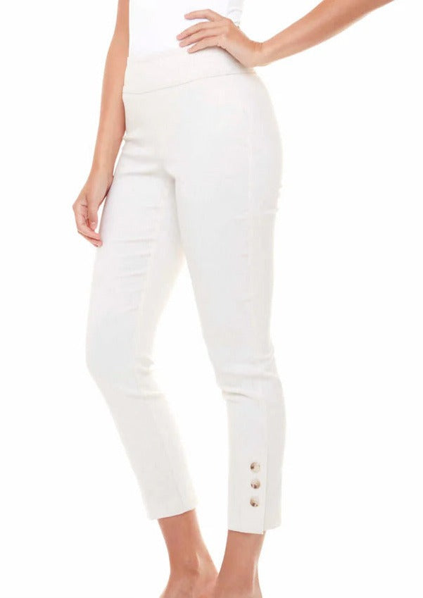 UP! 28 Inch Button Detail Ankle Pant in Linen 67480UP