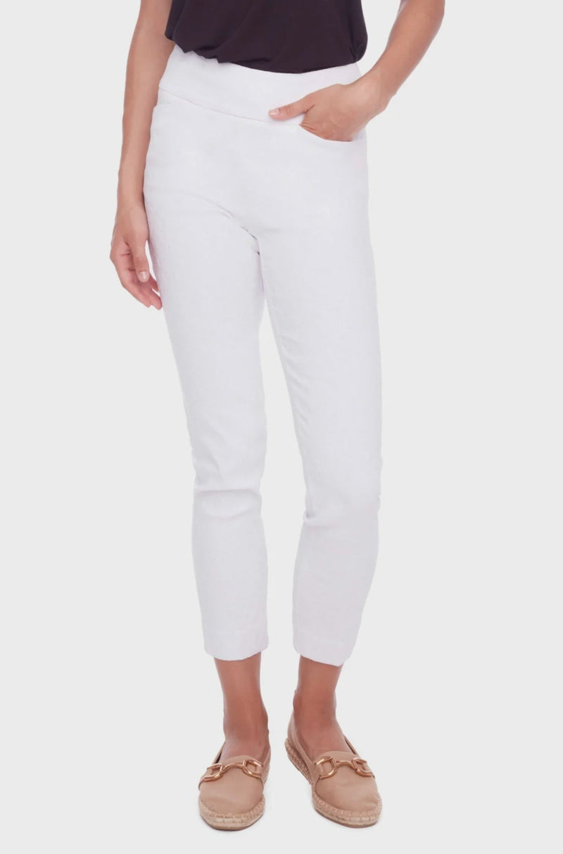 UP! Techno Slim Leg 28 Inch Ankle Pant in Embossed  White 68108UP