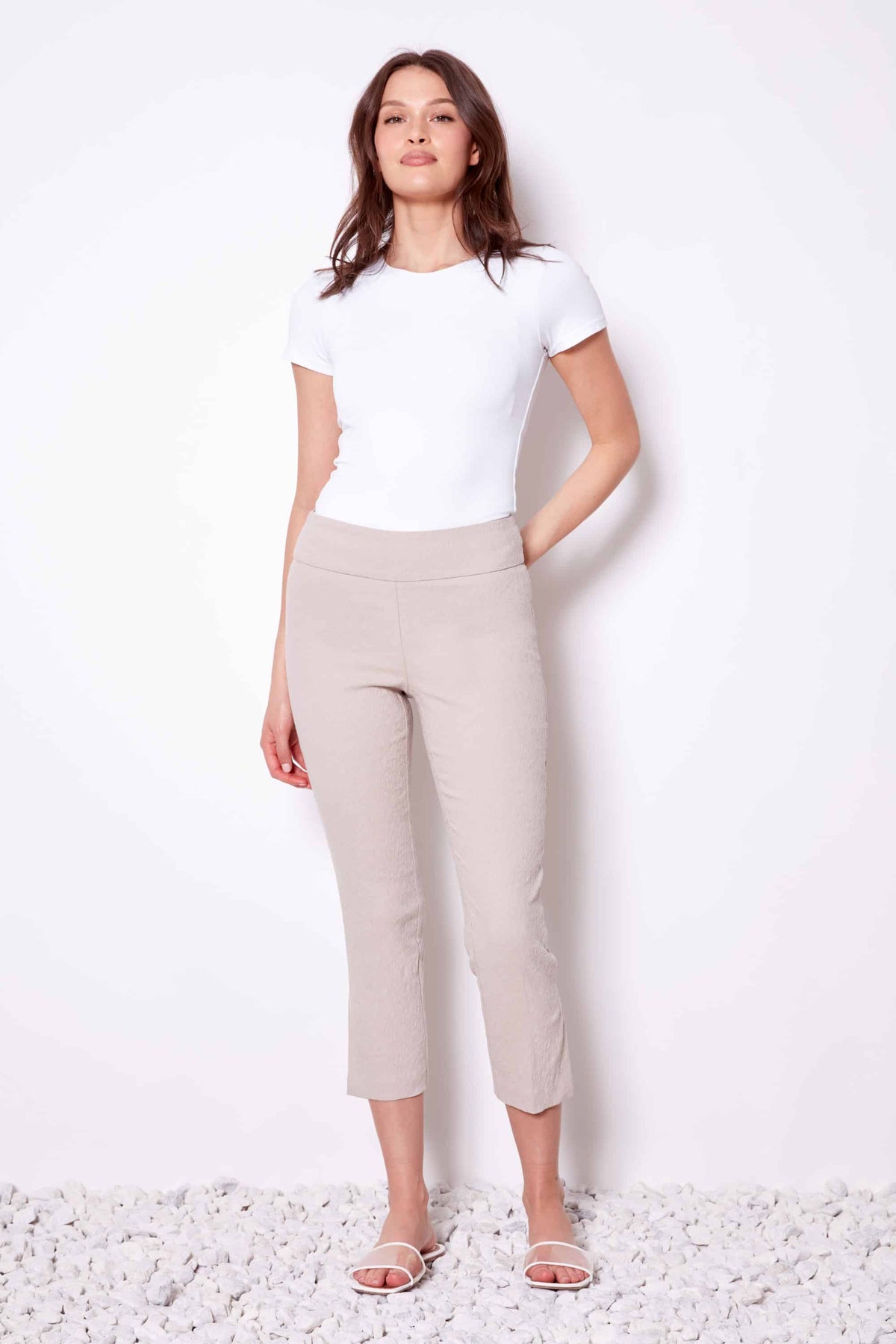 UP! Jacquard Cropped Pant in Stone 68445UP