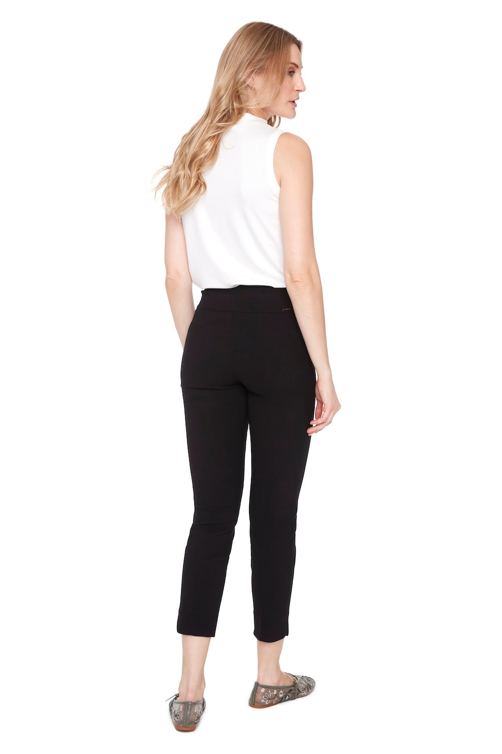 UP! 28 Inch Textured Techno Petal Ankle Pant in Black 68610UP