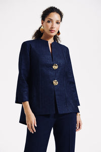 Joseph Ribkoff Foiled Jacquard Jacket in Midnight 261731