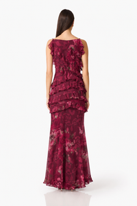 Elliatt ELEANORA Ruffle Gown in Raspberry Floral