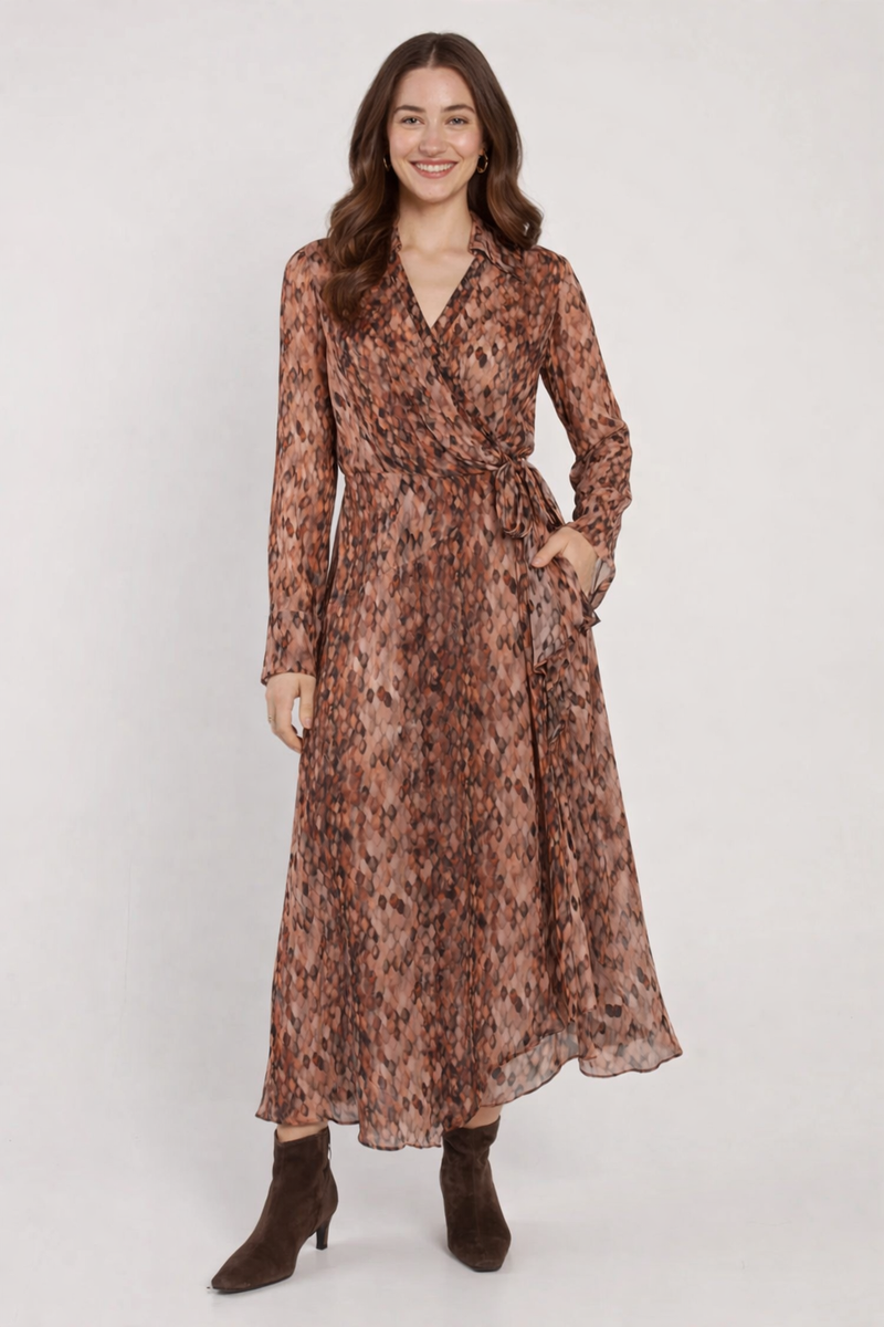 Fate + Becker Isla Wrap Dress in Snake Print