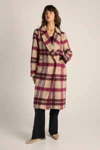 Fate + Becker Harlow Check Longline Coat in Pink