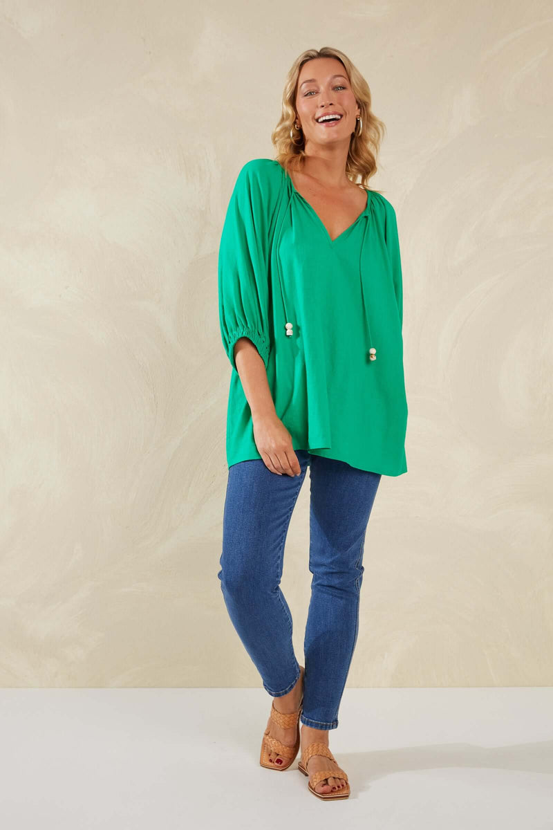 Haven Sardinia Relaxed Blouse in Verde