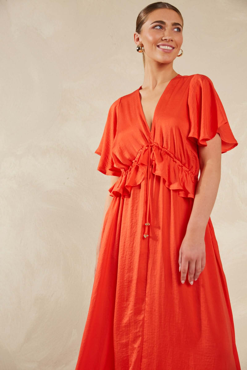 Haven Portofino Frill Maxi in Aperol