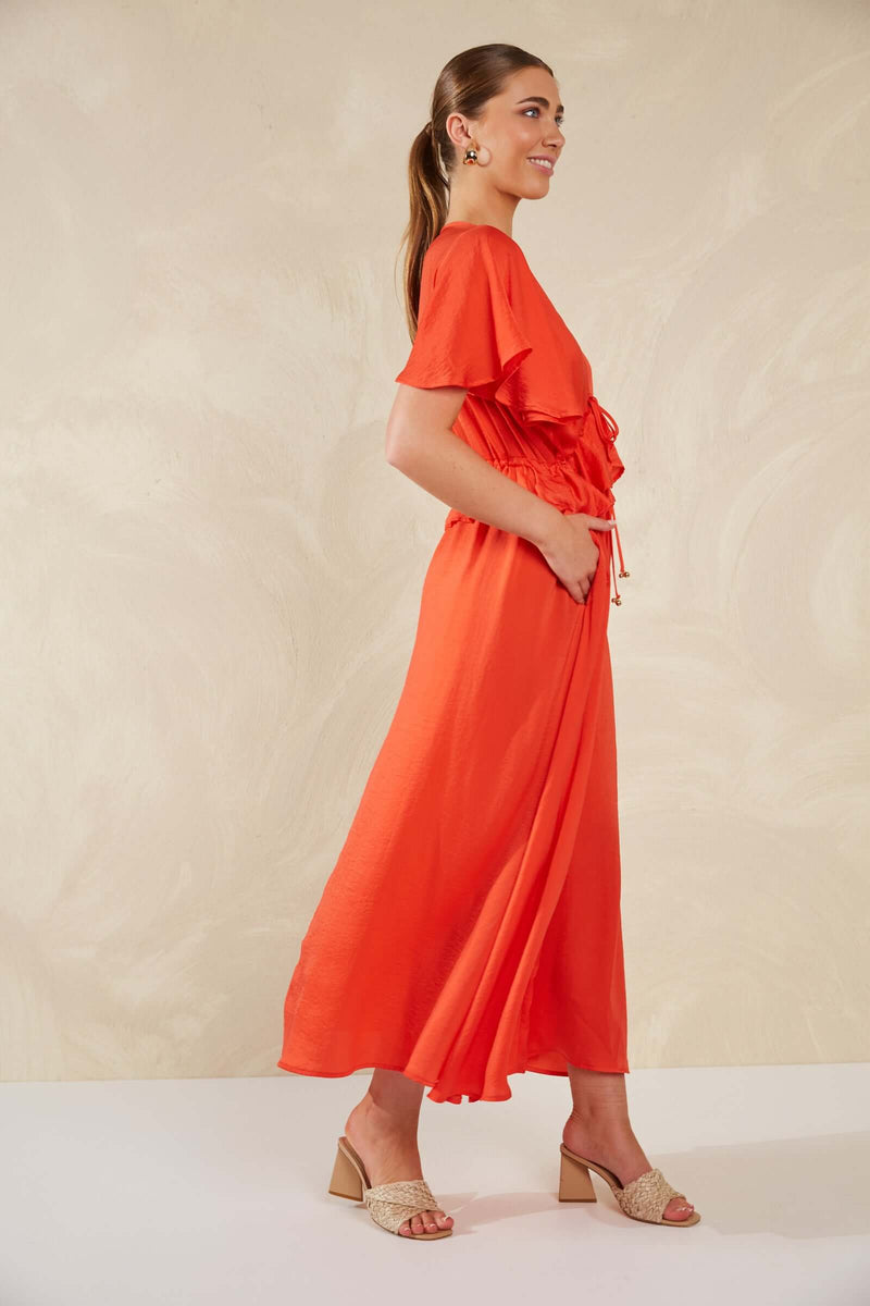 Haven Portofino Frill Maxi in Aperol