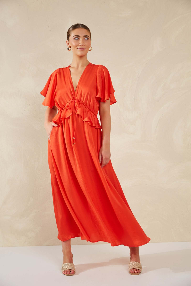 Haven Portofino Frill Maxi in Aperol