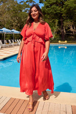 Haven Portofino Frill Maxi in Aperol