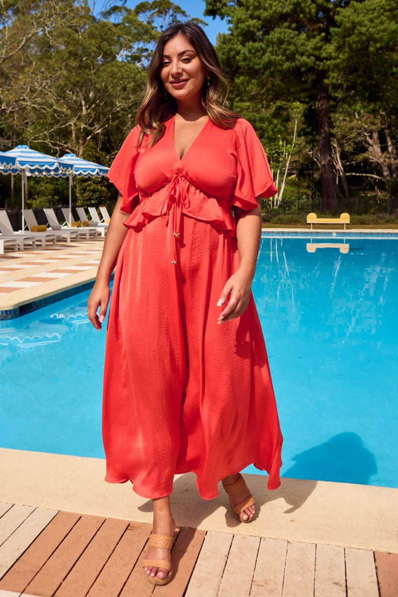 Haven Portofino Frill Maxi in Aperol