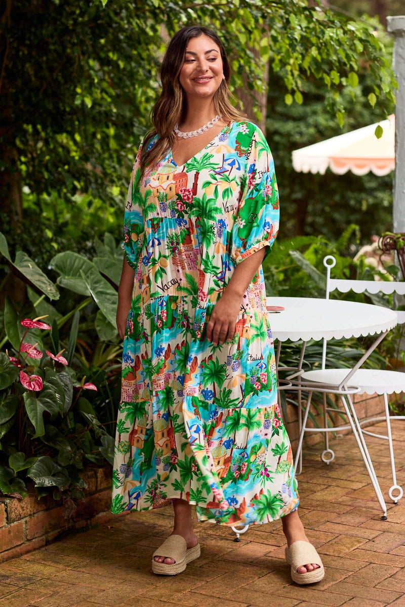 Haven Isola Tiered Maxi Dress in Capri