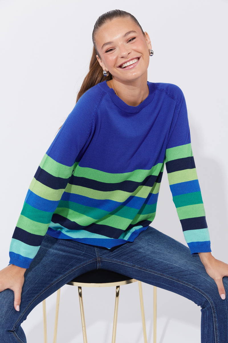 Haven Florida Stripe Jumper in Cobalt