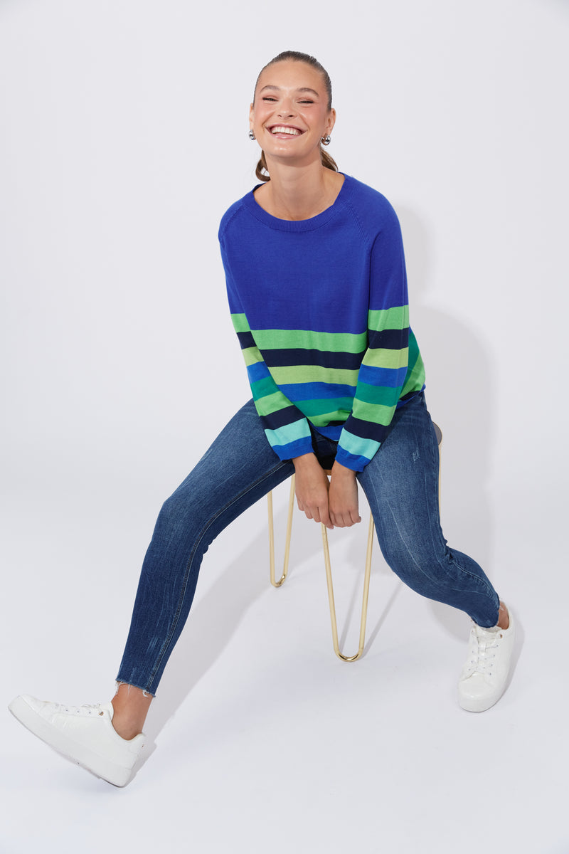 Haven Florida Stripe Jumper in Cobalt