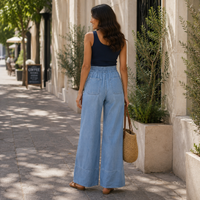Liverpool Cinch Waist Pull On Pant in Sunlit Blue