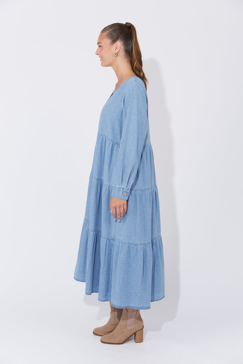 Haven Austin Denim Maxi in Blue Denim