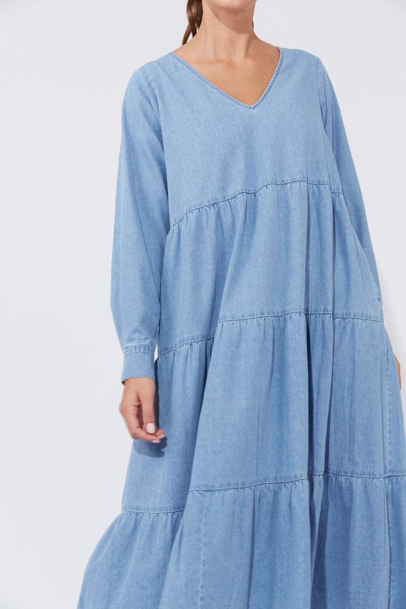 Haven Austin Denim Maxi in Blue Denim