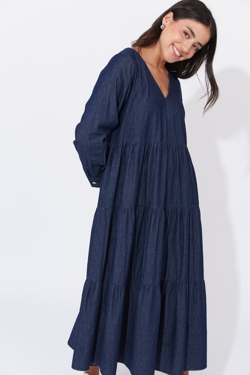 Haven Austin Denim Maxi in Indigo Denim