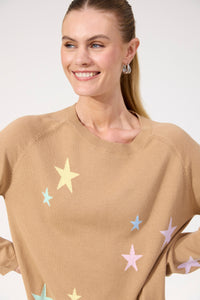 Haven Vermont Star Crew Jumper in Tan