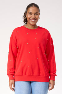 Haven Boston Studded Sweatshirt in Red