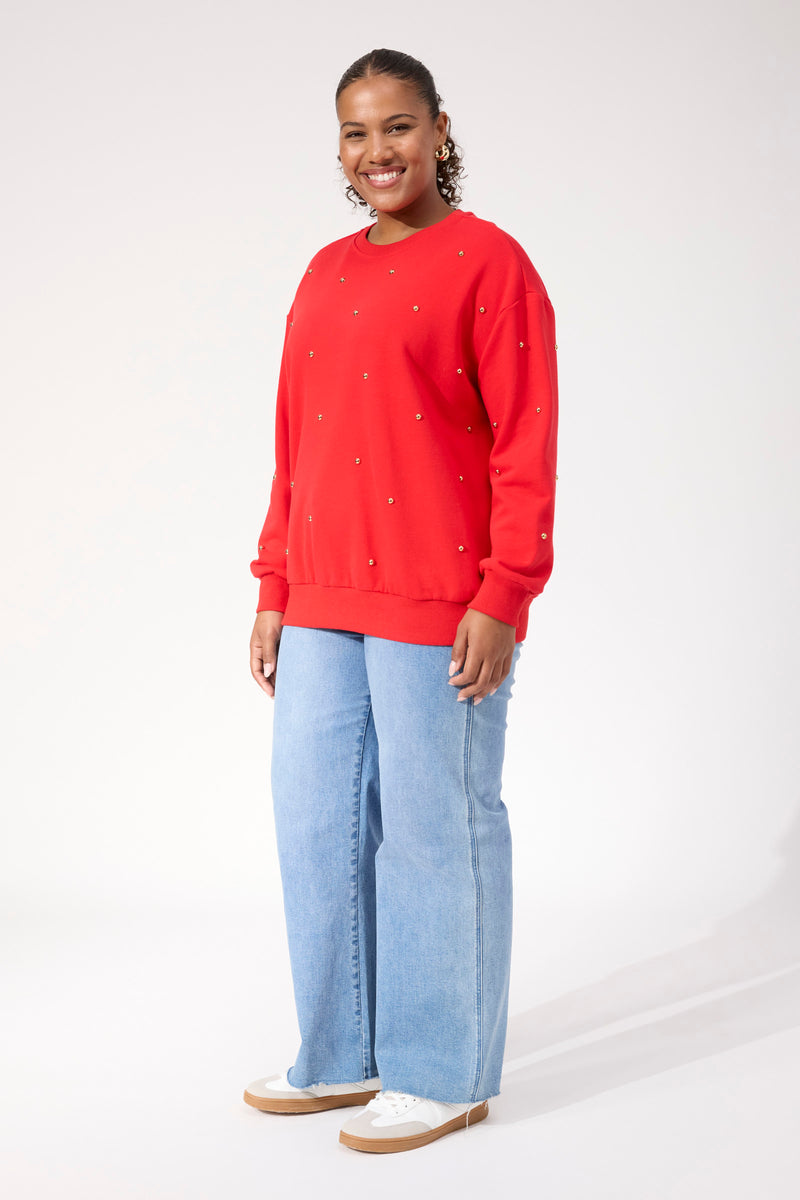 Haven Boston Studded Sweatshirt in Red