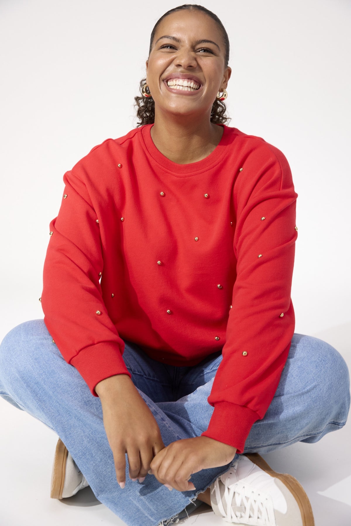 Haven Boston Studded Sweatshirt in Red