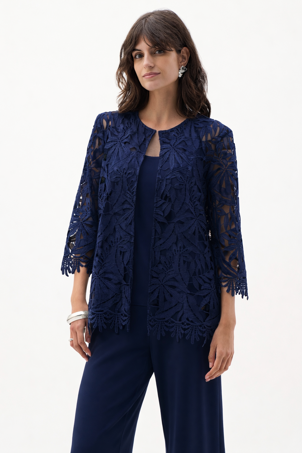 Joseph Ribkoff Guipure Lace Twinset in Midnight 262096-262094