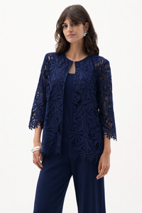 Joseph Ribkoff Guipure Lace Twinset in Midnight 262096-262094