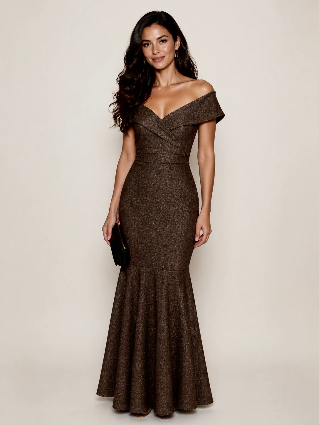 Signature by Joseph Ribkoff Gown in Bronze Sparkle 263728