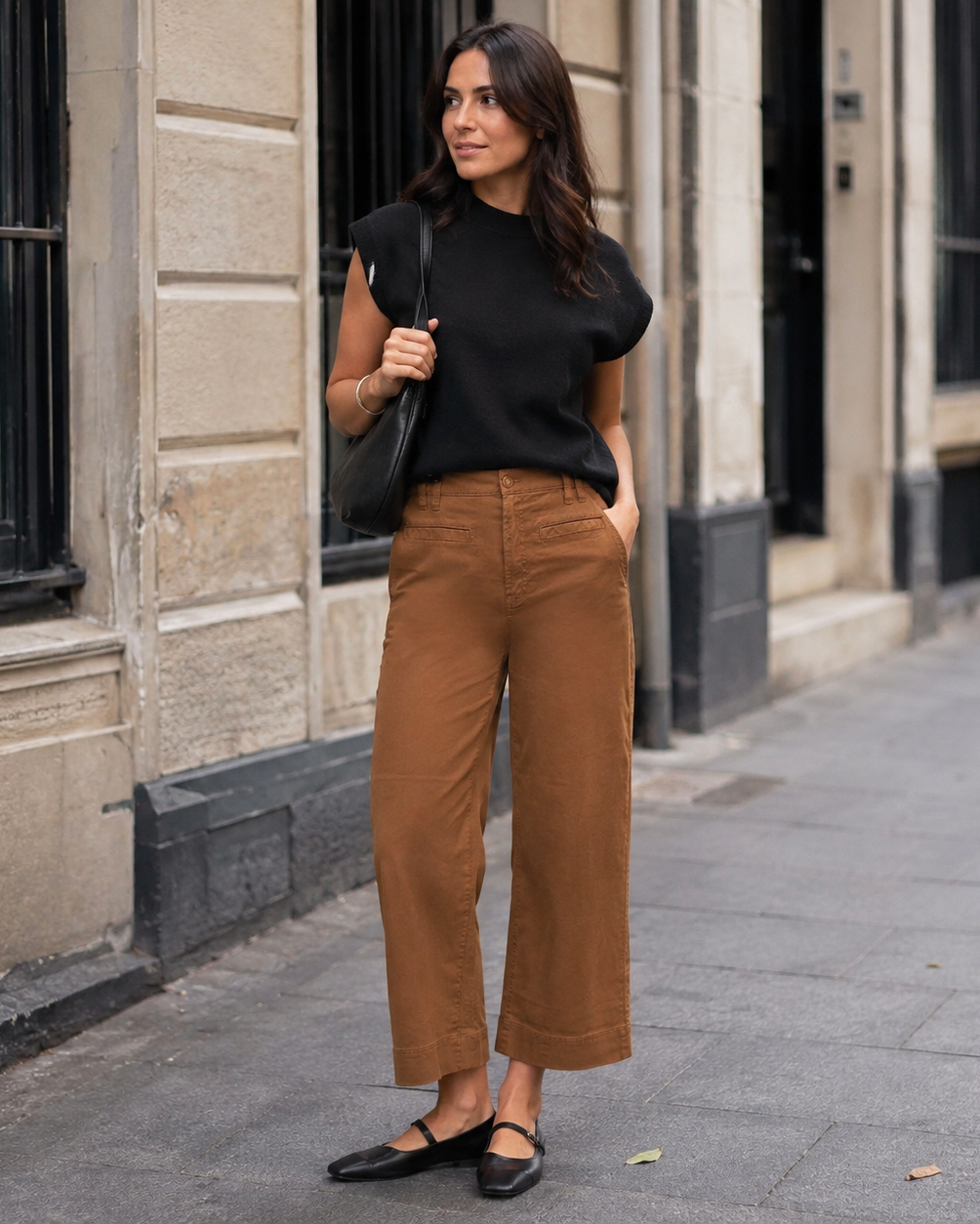 Liverpool High Rise Crop Wide Leg in Mocha Brown