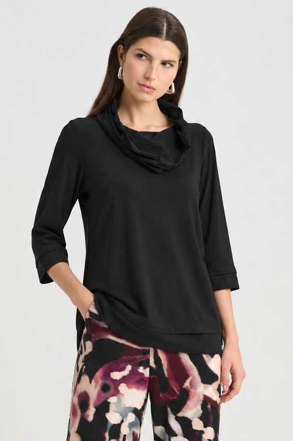Joseph Ribkoff Memory Cowl Neck Top in Black 263640
