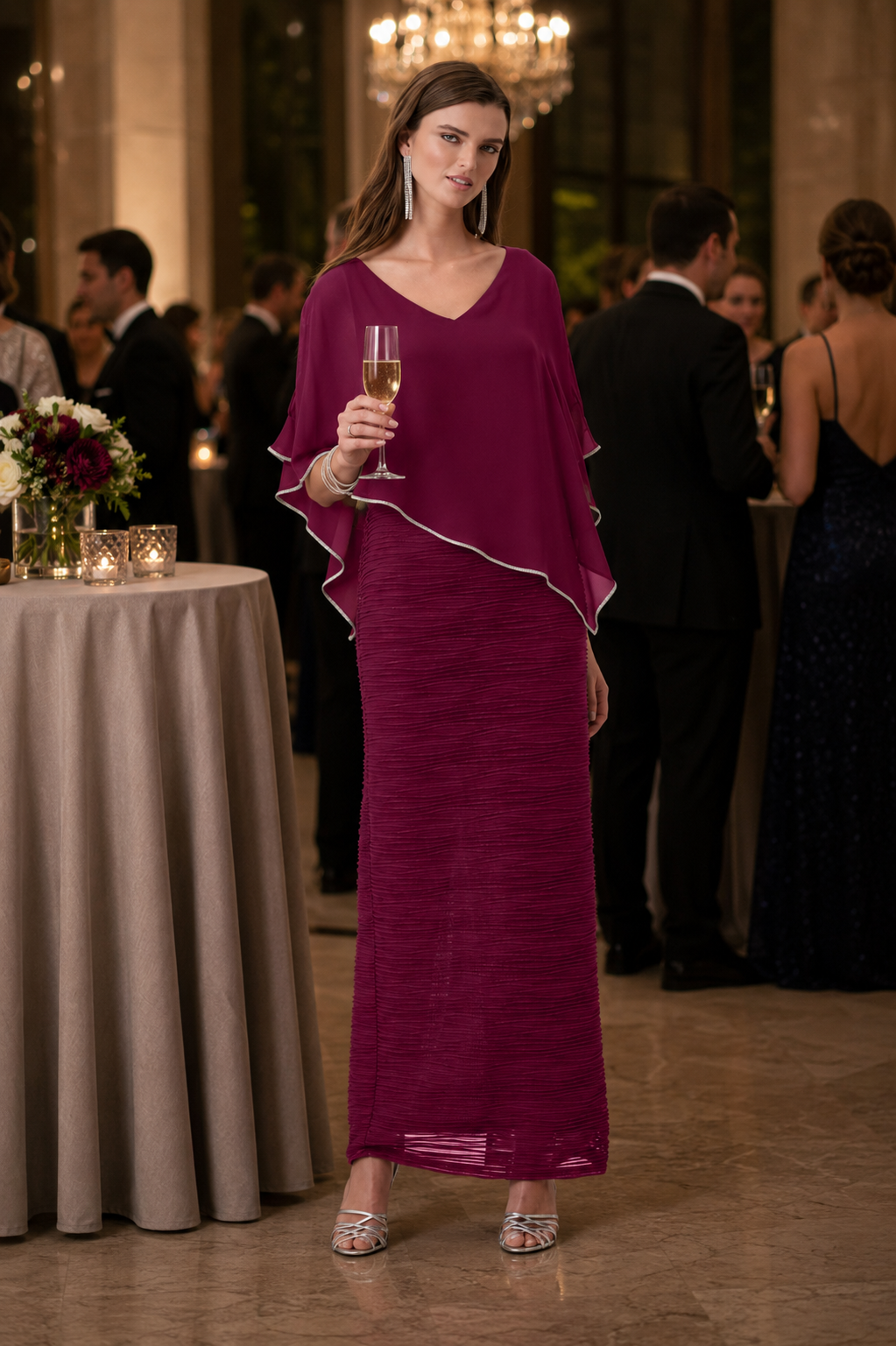 Signature by Joseph Ribkoff Gown in Berry Burst Sparkle 263748
