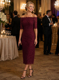 Trellis Lane GISELLE Dress in Wine Lace