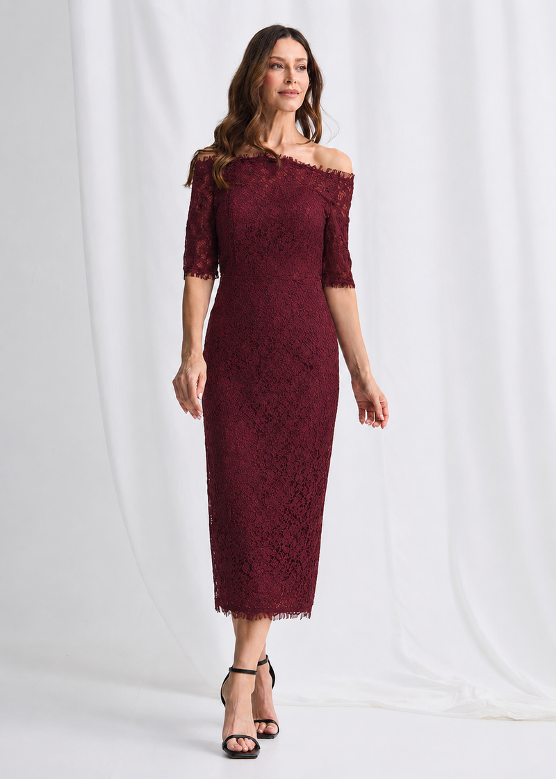 Trellis Lane GISELLE Dress in Wine Lace