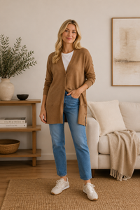 Jump Side Button Cardi in Hazel Marle