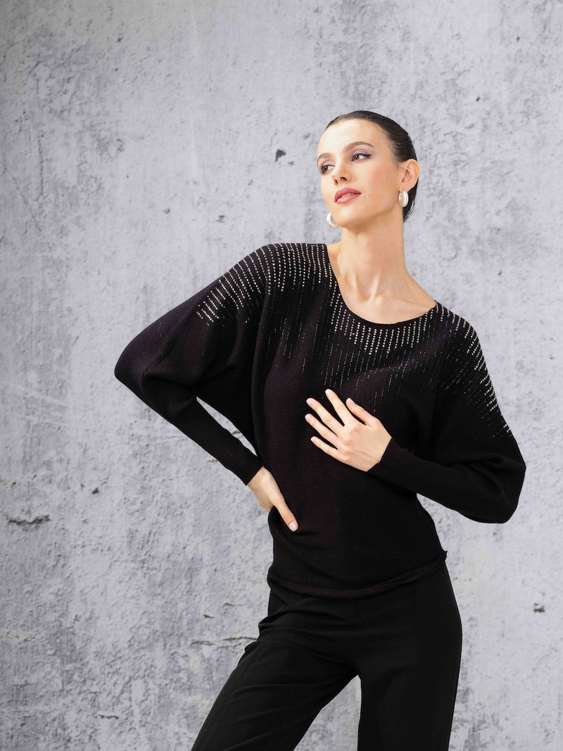 Alison Sheri Dazzle Sweater in Black Bling