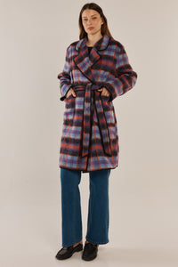 Betty Basics Oslo Coat in Purple Orange Check