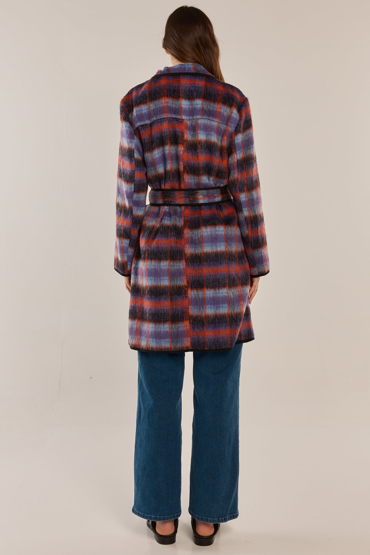 Betty Basics Oslo Coat in Purple Orange Check