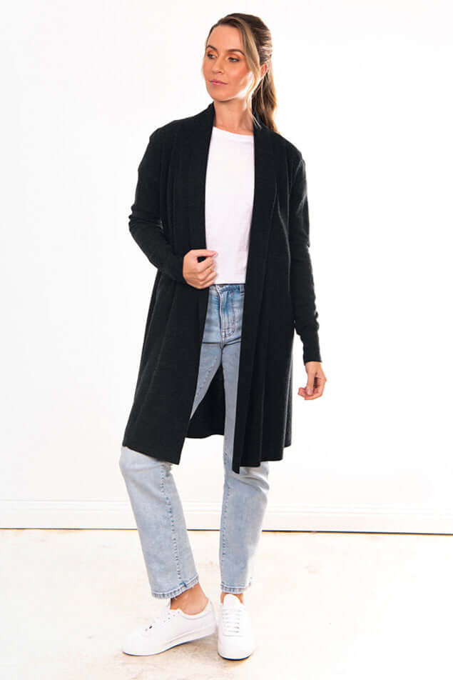 Bridge & Lord Edge to Edge Cardi in Black BL5651