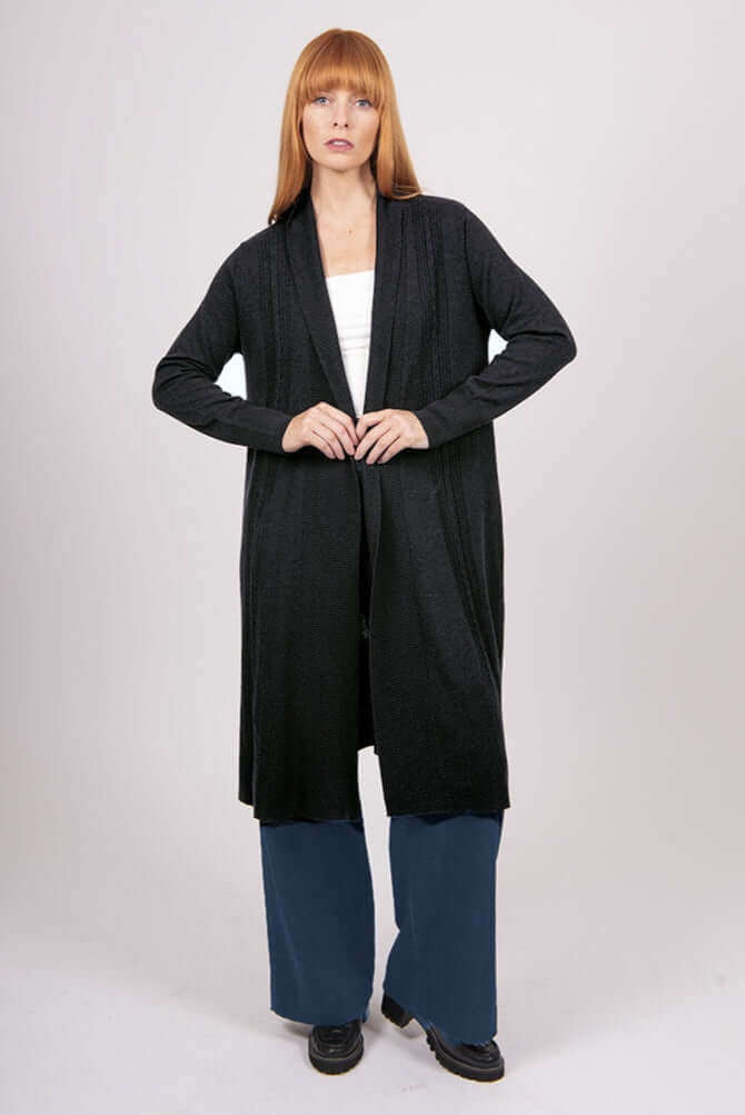 Bridge Lord Cable Cardi in Black BL5632
