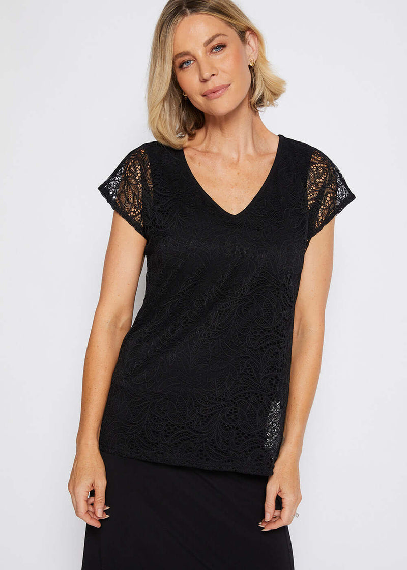 Philosophy PORTIA Reversible Lace Top in Black