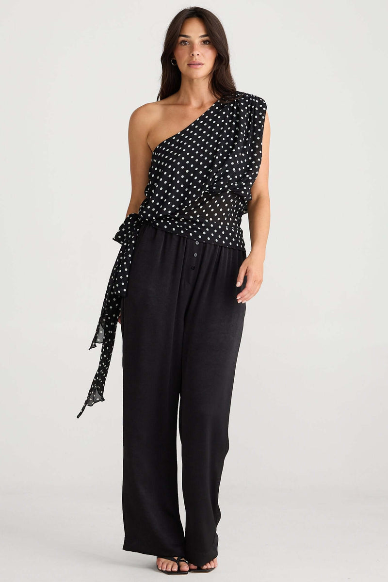 Brave + True Monica Top in Black Polka Dot