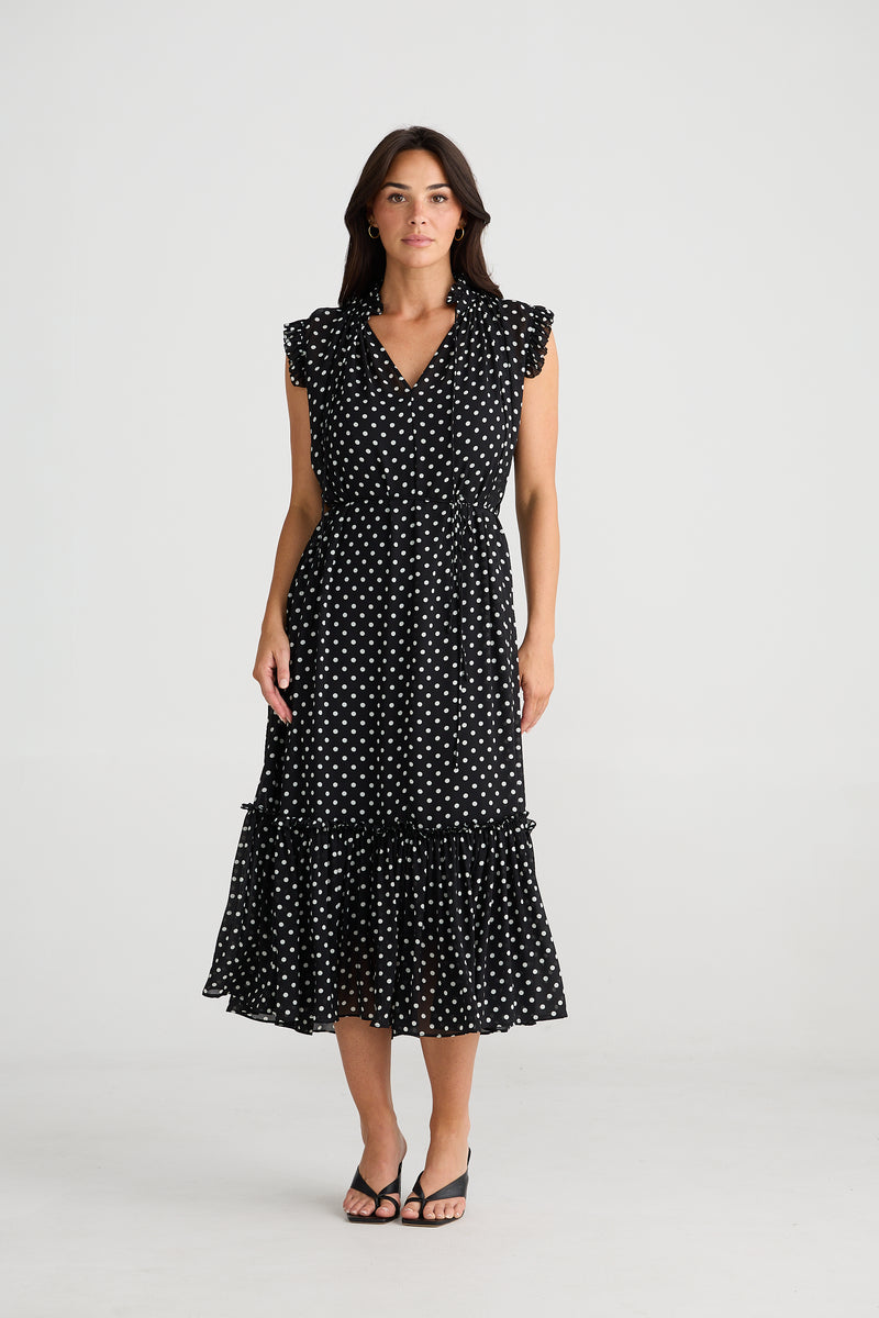 Brave + True Broadway Dress in Black Polka Dot