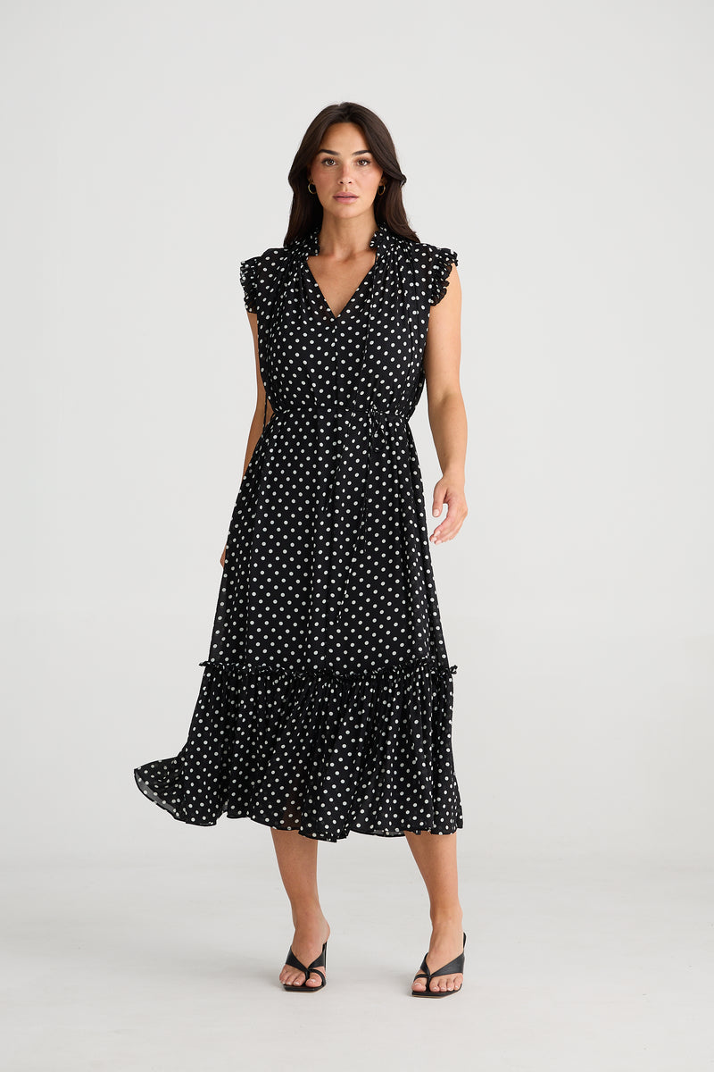 Brave + True Broadway Dress in Black Polka Dot