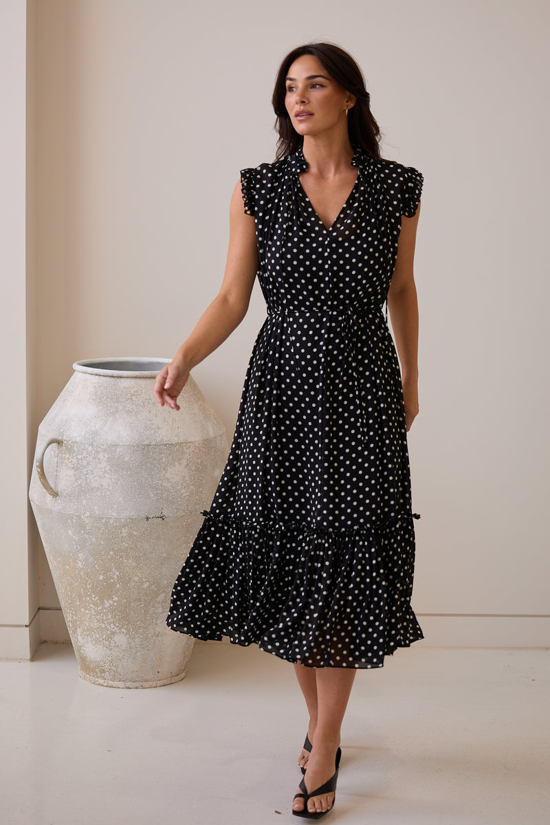 Brave + True Broadway Dress in Black Polka Dot