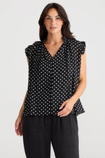 Brave + True Broadway Top in Black Polka Dot